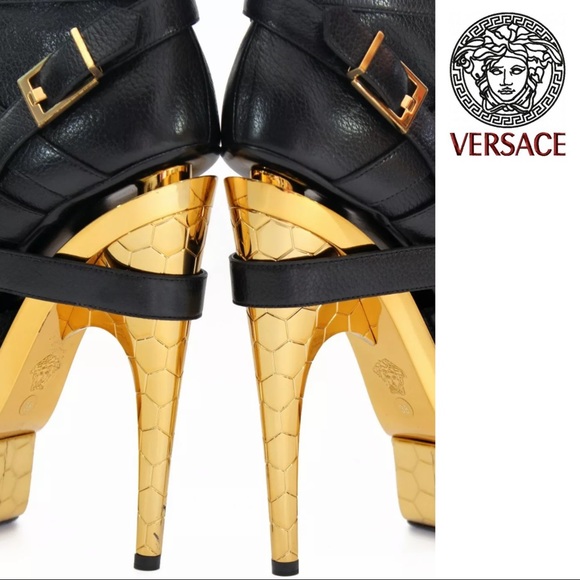 NWT Versace Bondage Triple Platform Leather Bootie - Picture 6 of 12